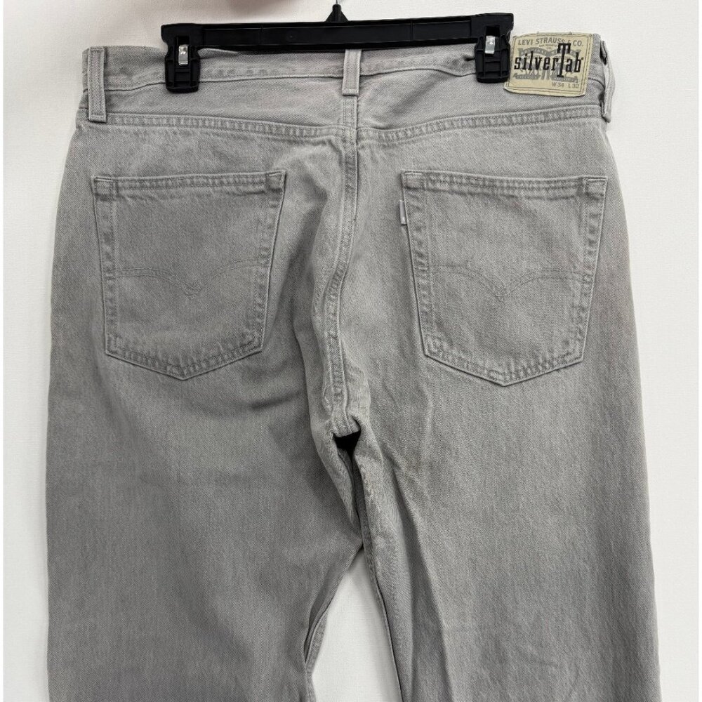 Levis Silvertab Jeans Mens 34x32 Gray Straight Denim Pants